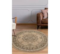 Melrose Colorama Traditional Natural Area Circle Circular Round Rug 120/120Cm