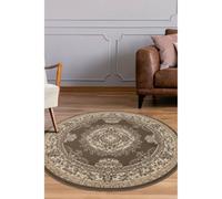 Melrose Colorama Traditional Taupe Round Area Indoor Rug 120X120Cm