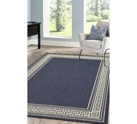 Melrose County Dark Navy Grey Bordered Indoor Non-Slip Medium Area Rug 120/160Cm