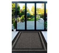 Melrose County Flatweave Black Bordered Indoor Non-Slip Medium Area Rug 120/160Cm