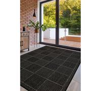 Melrose County Flatweave Black Check Design Indoor Non-Slip Large Area Rug 160/225Cm