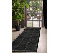Melrose County Flatweave Black Check Design Indoor Non-Slip Large Area Runner Rug 060/230Cm