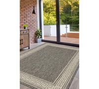 Melrose County Flatweave Grey Bordered Indoor Non-Slip Large Area Rug 160/225Cm