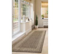 Melrose County Flatweave Latte Bordered Indoor Non-Slip Medium Area Runner Rug 060/180Cm
