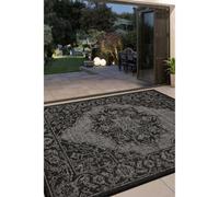 Melrose County Sisal Inspired Traditional Medallion Medium Black Non-Slip Area Rug 120/160Cm