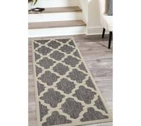 Melrose County Trellis Grey Patterned Indoor Non Slip Area Runner Rug 060/180Cm