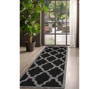 Melrose County Trellis New Black Patterned Indoor Non-Slip Area Runner Rug 060/180Cm