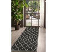 Melrose County Trellis New Black Patterned Indoor Non Slip Area Runner Rug 060/230Cm