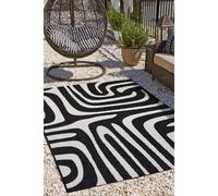 Melrose County Zebra Black Design Flatweave Indoor Outdoor Large Area Rug 10mm Pile Height - 160/230Cm