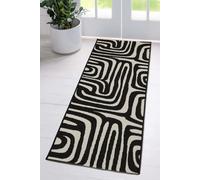 Melrose County Zebra Black Design Flatweave Indoor Outdoor Runner Area Rug 10mm Pile Height - 67/200Cm