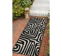 Melrose County Zebra Black Design Flatweave Indoor Outdoor Runner Area Rug 10mm Pile Height - 67/300Cm