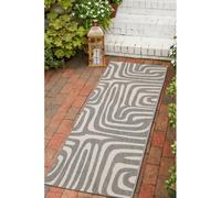 Melrose County Zebra Grey Design Flatweave Indoor Outdoor 10mm Pile Height Runner Rug - 67/200Cm