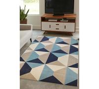 Melrose Creation Teal Tile Geometric Design Large Indoor Area Rug 160/230Cm