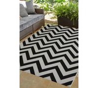 Melrose Eden Chevron Black Stripes Indoor Outdoor Medium Area Rug 3mm Pile Height - 120/170Cm