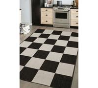 Melrose Eden County Chequered Indoor Outdoor Black 1mm Pile Height Area Rug - 080/150Cm