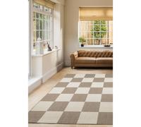 Melrose Eden County Chequered Indoor Outdoor Natural 1mm Pile Height Medium Area Rug - 120/170Cm