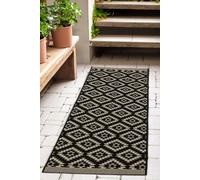 Melrose Eden Genesis Black Indoor Outdoor Area Runner Rug 3mm Pile Height - 67/200Cm