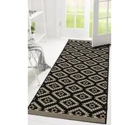 Melrose Eden Genesis Black Indoor Outdoor Area Runner Rug 3mm Pile Height - 67/300Cm