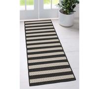 Melrose Eden Monochrome Stripe Design Pile Height 3mm Indoor Outdoor Area Runner Rug - 67/300Cm