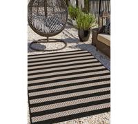 Melrose Eden Monochrome Stripe Design Pile Height 3mm Indoor Outdoor Large Area Rug - 160/230Cm