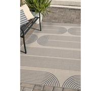 Melrose Eden Multi Patterned Arc Design Indoor Outdoor Navy 3mm Pile Height Medium Area Rug - 120/170Cm