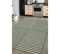 Melrose Eden Multistripe Green Abstract Design Pile Height 3mm Medium Area Indoor Outdoor Rug - 120/170Cm