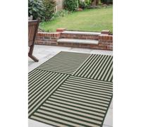 Melrose Eden Multistripe Green Abstract Design Pile Height 3mm X-Large Area Indoor Outdoor Rug - 200/290Cm