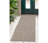Melrose Eden Multistripe Natural Abstract Design Pile Height 3mm Area Indoor Outdoor Runner Rug - 67/200Cm