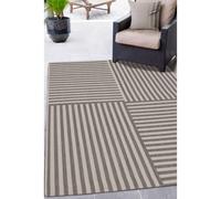 Melrose Eden Multistripe Natural Abstract Design Pile Height 3mm Medium Area Indoor Outdoor Rug - 120/170Cm