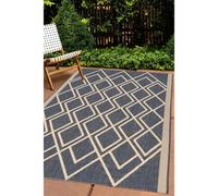 Melrose Eden Navy Diamond Design Pile Height 3mm Indoor Outdoor Medium Area Rug - 120/170Cm