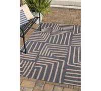 Melrose Eden Patches Navy Stripes Indoor Outdoor Large Area Rug 3mm Pile Height - 160/230Cm