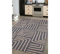 Melrose Eden Patches Navy Stripes Indoor Outdoor Medium Area Rug 3mm Pile Height - 120/170Cm