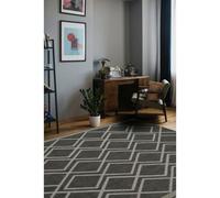 Melrose Eden Silver Diamond Design Pile Height 3mm Indoor Outdoor Medium Area Rug - 80/150Cm