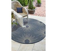 Melrose Eden Stars Navy Patterned Indoor Outdoor Area Round Rug 3mm Pile Height - 133/133Cm
