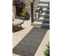 Melrose Eden Victorian Grey Indoor Outdoor Runner Area Rug 3mm Pile Height - 67/200Cm