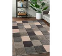 Melrose Grey Blocks Geometric Design Small Indoor Area Rug 080/150Cm