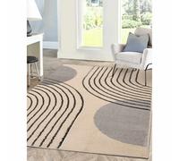 Melrose Modern Arcs Grey Lines Abstract Natural Design Small Indoor Area Rug 080/150