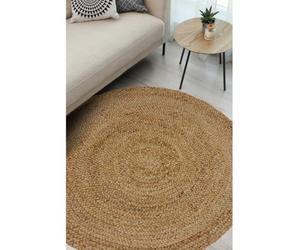 Melrose Modern Style Rugs Relay Natural Round Jute Hardwearing Durable Indoor Circular Style Area Living Room 10mm Pile Height 133X133Cm