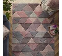 Melrose Salerno Pink Triangles Patterned Design X-Large Indoor Area Rug 200/285Cm
