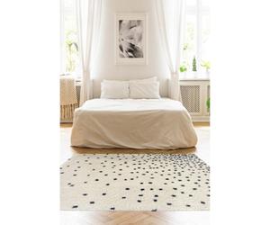 Melrose Spotty Black White Shaggy High Pile Medium Area Indoor Rug 120/170Cm
