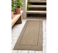 Melrose Summer Border Latte Low Pile Height 3mm Indoor Outdoor Runner Area Rug - 80X200Cm