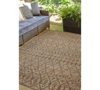 Melrose Summer Culture Patterned Latte Low Pile Height 3mm Indoor Outdoor Large Area Rug - 160/230Cm