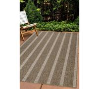 Melrose Summer Stripe Latte Low Pile Height 3mm Indoor Outdoor Large Area Rug - 160/230Cm
