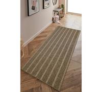 Melrose Summer Stripe Latte Low Pile Height 3mm Indoor Outdoor Runner Area Rug - 80X200Cm