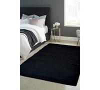 Melrose Super Soft Venus Shaggy Snuggly Plain Black Area Rug 080/150Cm