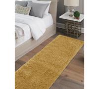 Melrose Super Soft Venus Shaggy Snuggly Plain Ochre Area Runner Rug 060/200Cm