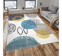Melrose Venus Modern Contemporary Colourful Winterland Grey Blue Cream Gold Medium Area Rug 120/170Cm