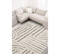 Melrose Voyage Shaggy Ivory Lines Patterned Indoor Medium Area Rug 120/170Cm