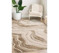 Melrose Watercolour Champagne Wave Effect Patterned Indoor Large Area Rug 140/20Cm