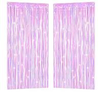 Melsan Tinsel Curtain Party Backdrop - 2 Pack Foil Fringe Backdrop Party Decorations for Birthday Girl Princess Party Backdrop (Purplish Pink)